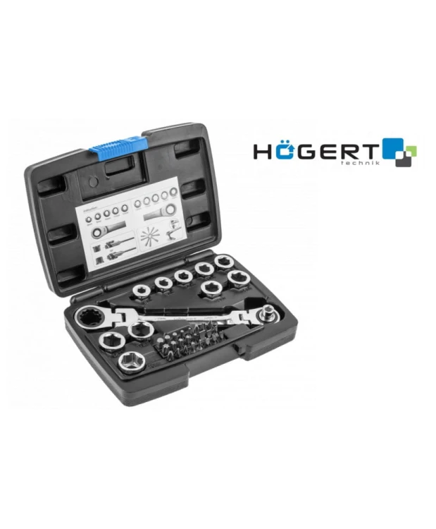 Klucz oczkowy z grzechotką z przegubem i nasadkami HT1R491 (4C)(S32)