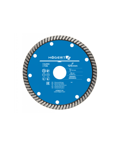 Hoegert Tarcza diamentowa 125 mm, turbo, super cienka HT6D712  (25C)