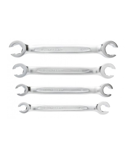 Klucze oczkowe półotwarte płaskie 8-17 mm, ze stali CrV 6140, komplet 4 szt. HT1W730 (4C)(S29)