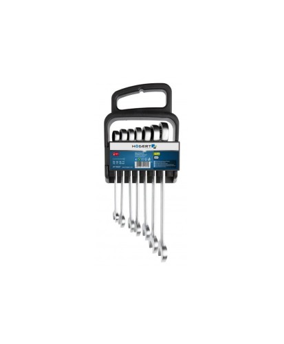 Zestaw kluczy płasko-oczkowych, z grzechotką 10-19mm, z stali CrV 6140 HT1R397 (4B)(S7)