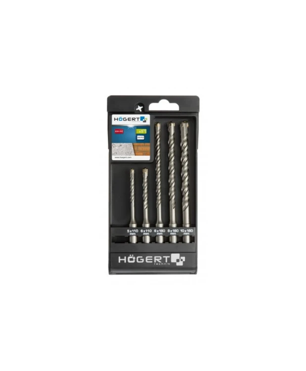 Zestaw wierteł SDS Plus 5 szt, średnica: 5 mm, 2 x 6 mm, 8 mm, 10 mm HT6D370 (18B)(33T)