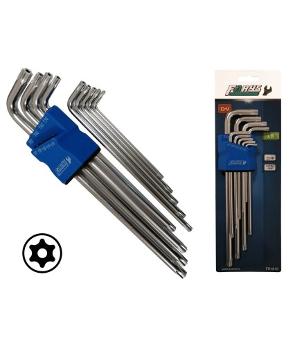 Zestaw pokręteł Torx, Extra długie, Typ L z otworem T10-T50 FR1815