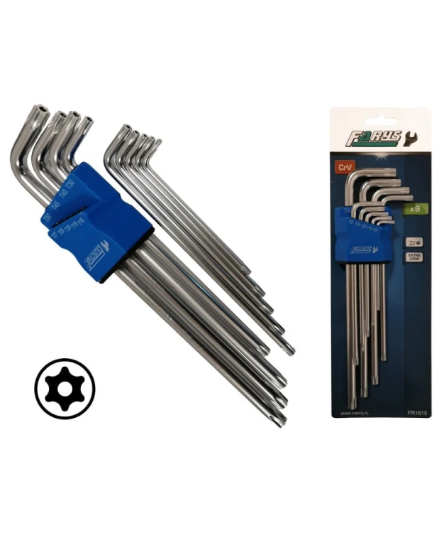 Zestaw pokręteł Torx, Extra długie, Typ L z otworem T10-T50 FR1815