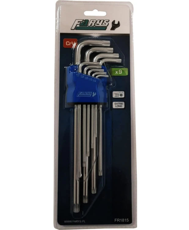 Zestaw pokręteł Torx, Extra długie, Typ L z otworem T10-T50 FR1815