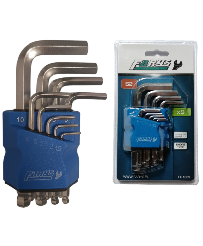 Zestaw kluczy Imbusowych z końcówką kulistą, Krótkie, Typ L  FR1809