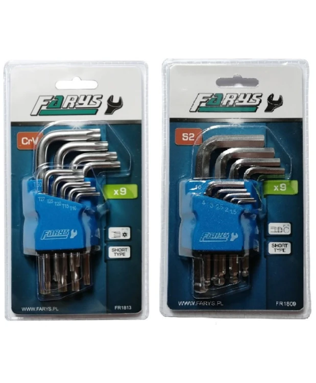Zestaw kluczy imbusowych i torx, krótkie, typ L FR1809 + FR1813