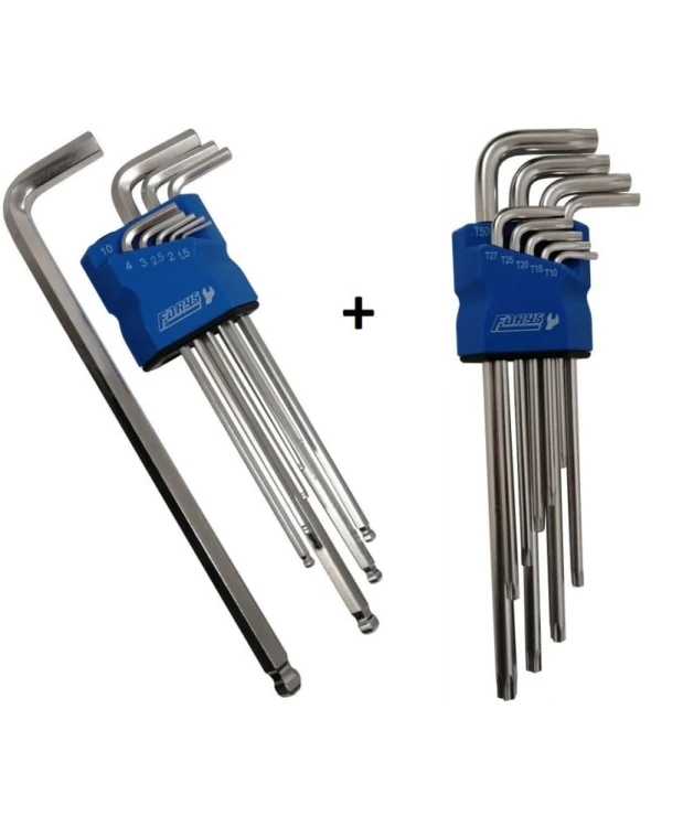 Zestaw pokręteł Torx + Zestaw kluczy imbusowych, Extra długie, Typ L FR1815 + FR1805