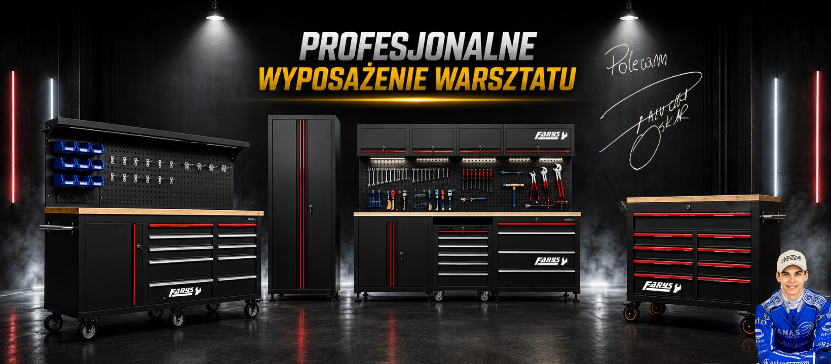 Profesjonalne wyposażenie warsztatu: stoły robocze, regały, wózki narzędziowe