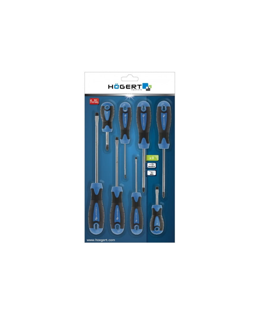 Hogert Zestaw 8 Wkrętaków Płaskich I Krzyżowych HT1S096  (3B)(S31)