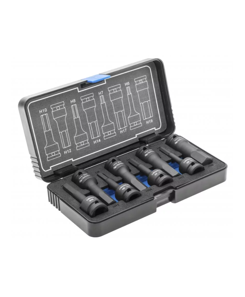 Zestaw kluczy trzpieniowych, udarowych Hex 8 szt., HT6R004 1/2″, CrMo  (2D)(S19)