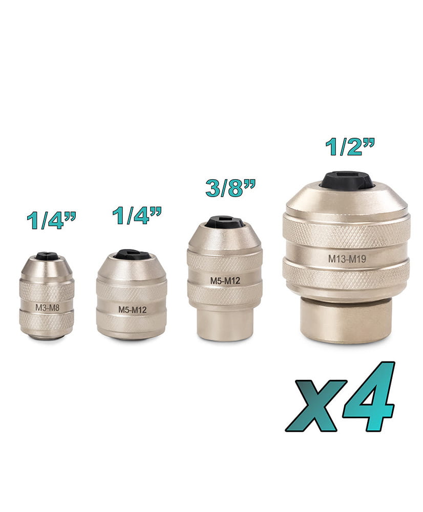 Zestaw 4 uchwytów samozaciskowych do gwintowników  M3-M8 / M5-M12 / M13-M19 FR4877