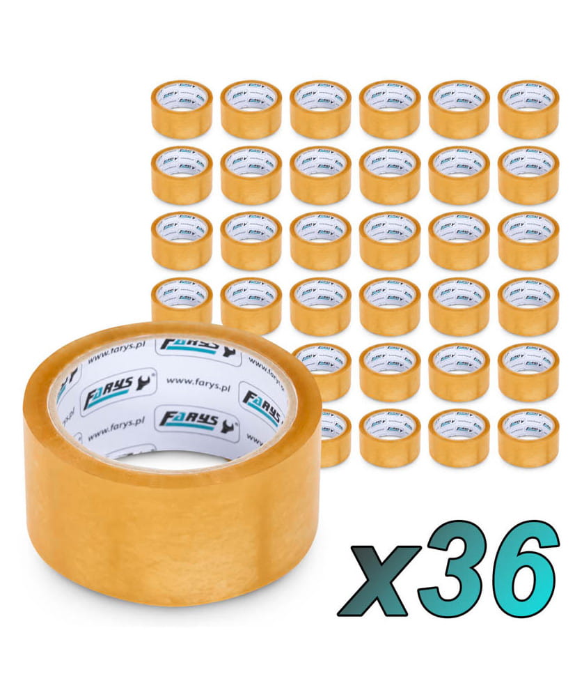 Taśma pakowa klejąca kauczukowa kauczuk transparentna 48/50 36szt mocna FR9980