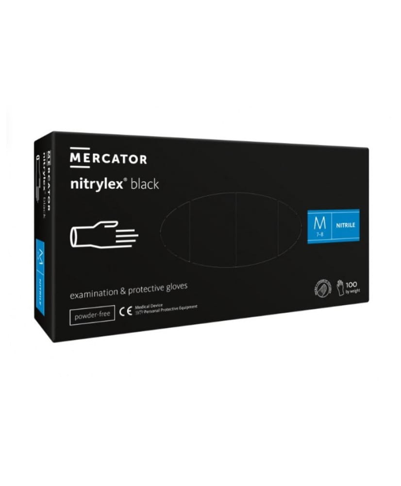 nitrylex black 100 szt. rękawice diagnostyczne i ochronne, nitrylowe, bezpudrowe, czarne roz. m
