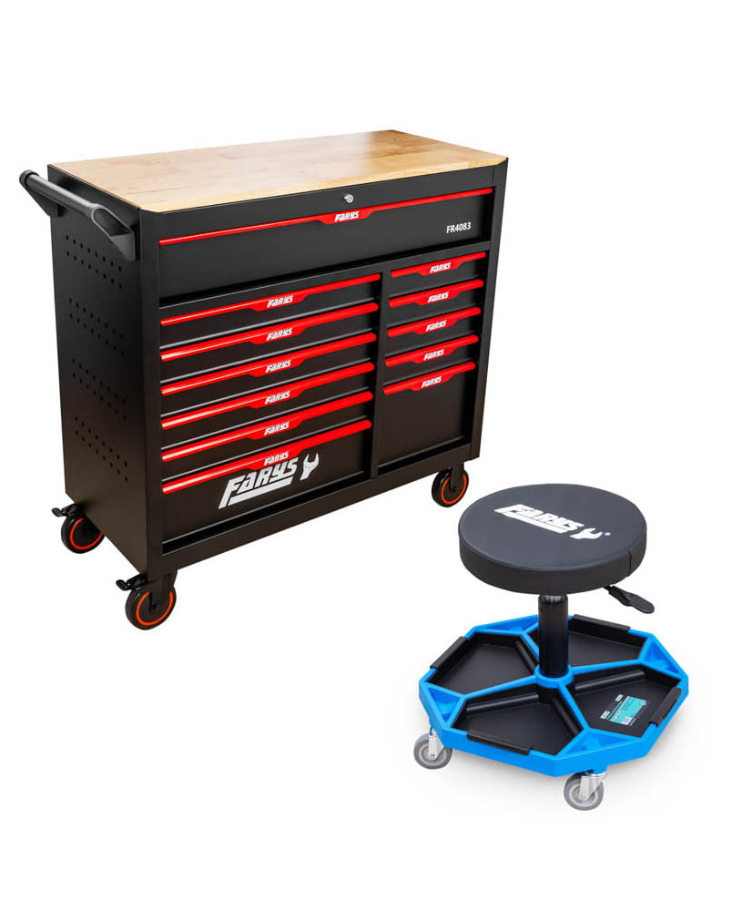 Wózek narzędziowy 12 Szuflad szafka mobilna warsztatowa FR4083+ Stołek GRATIS