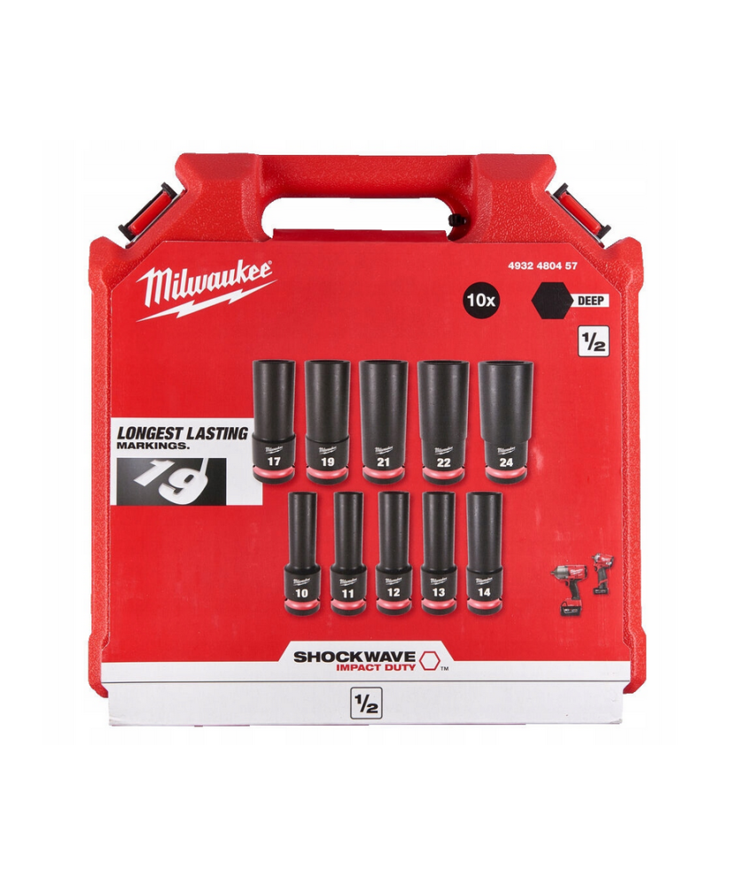 Zestaw Nasadek Udarowych Długich Milwaukee Nasadki udarowe 1/2″ 10 szt. 4932480457