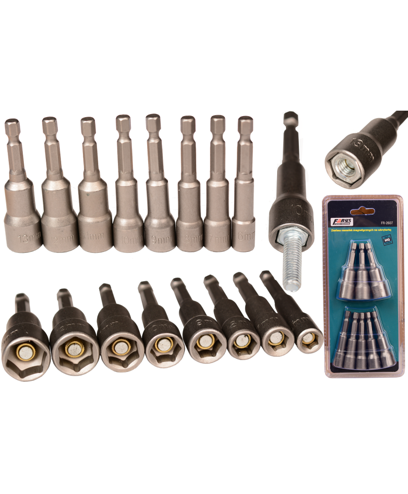 Zestaw nasadki magnetyczne na wkrętarkę 1/4" CrV FR2607