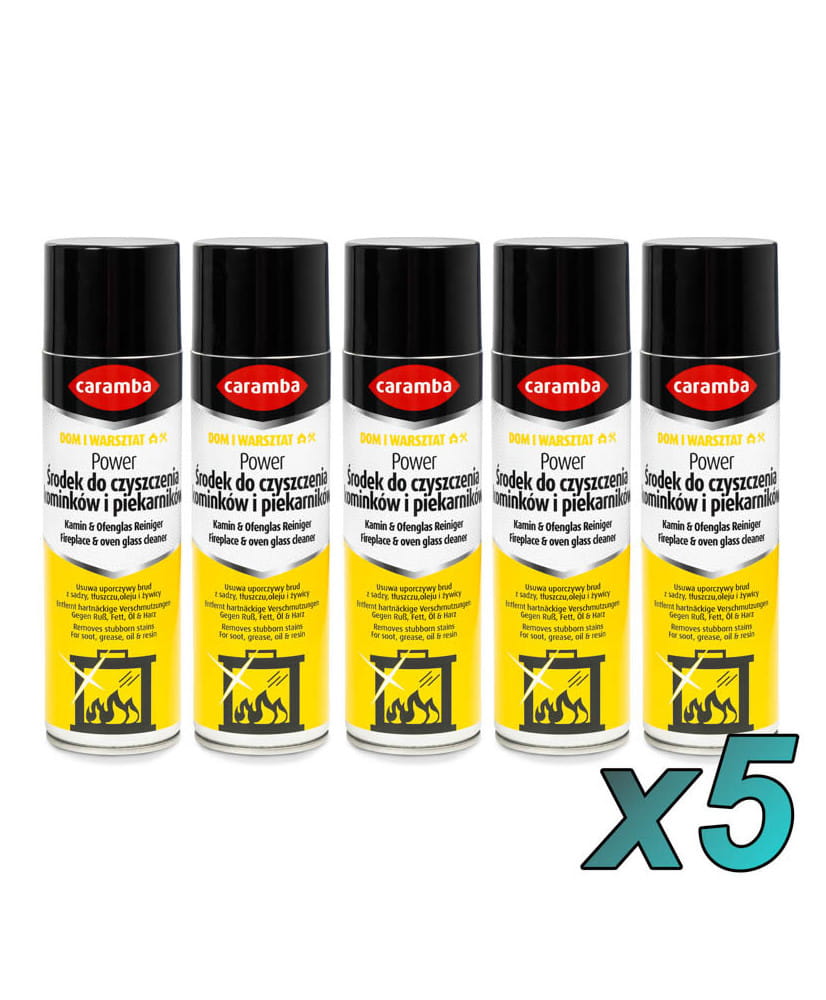 5szt. Caramba Aktywna pianka do czyszczenia szyb kominków i piecyków 500ml