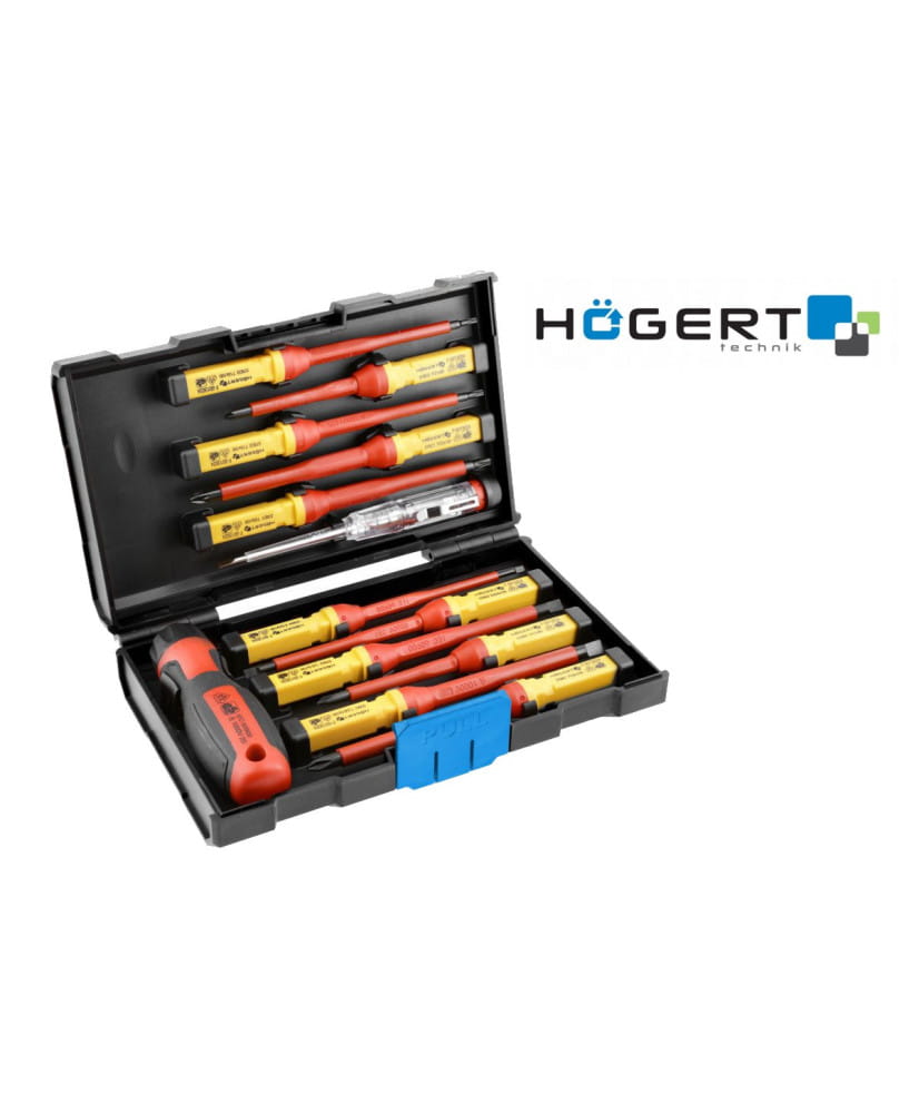 Zestaw 13 szt wkrętaków, izolowane 1000V, stal S2 HT1S997 HOGERT (1E)(S30)