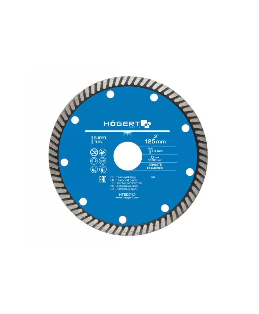 Hoegert Tarcza diamentowa 125 mm, turbo, super cienka HT6D712  (25C)