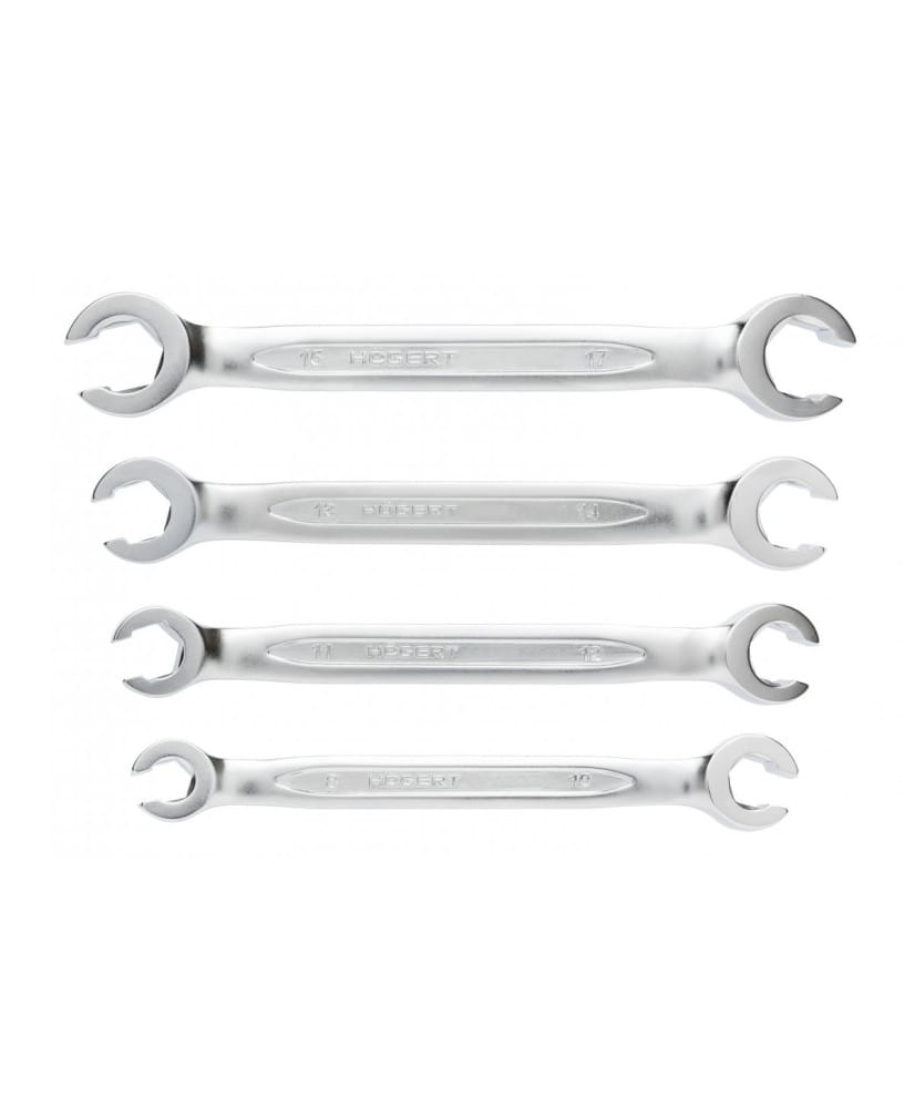 Klucze oczkowe półotwarte płaskie 8-17 mm, ze stali CrV 6140, komplet 4 szt. HT1W730 (4C)(S29)