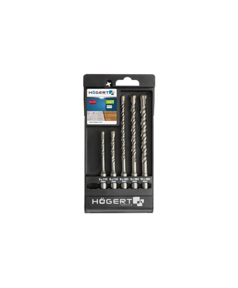 Zestaw wierteł SDS Plus 5 szt, średnica: 5 mm, 2 x 6 mm, 8 mm, 10 mm HT6D370 (18B)(33T)