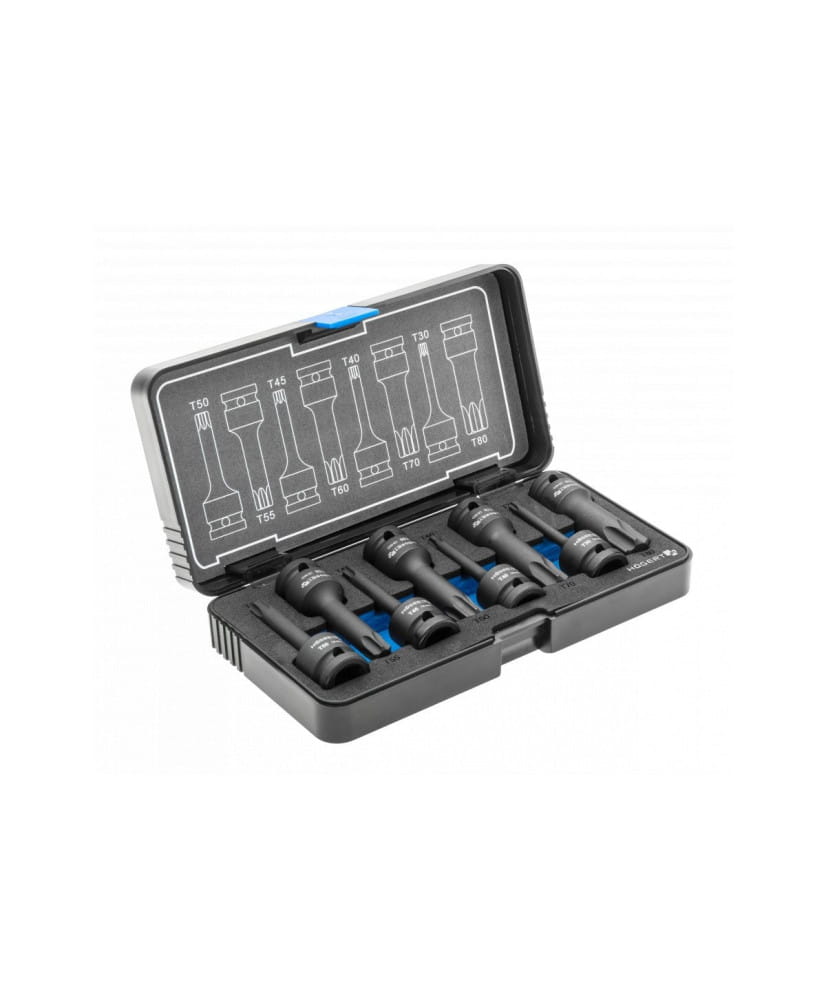 Zestaw kluczy trzpieniowych, udarowych Torx, 8 szt. 1/2″, CrMo HT6R002 (2D)(S19)