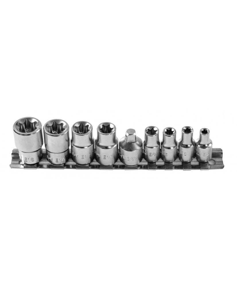 Zestaw nasadek torx 9 szt., 1/4″: E5-E8, 3/8″: E6-E16, CrV HT1A884 (2D)