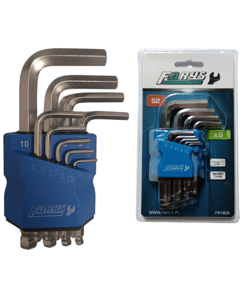 Zestaw kluczy Imbusowych z końcówką kulistą, Krótkie, Typ L  FR1809